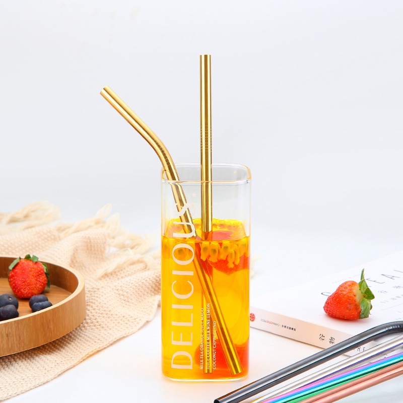 Bộ 5 Ống Hút Bằng Thép Không Gỉ Chất Lượng Cao Có Thể Tái Sử Dụng