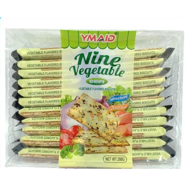 Bánh Quy Hong Kong Ymaid Vị Rau Củ Nine Vegetable Chips (Gói 288g)