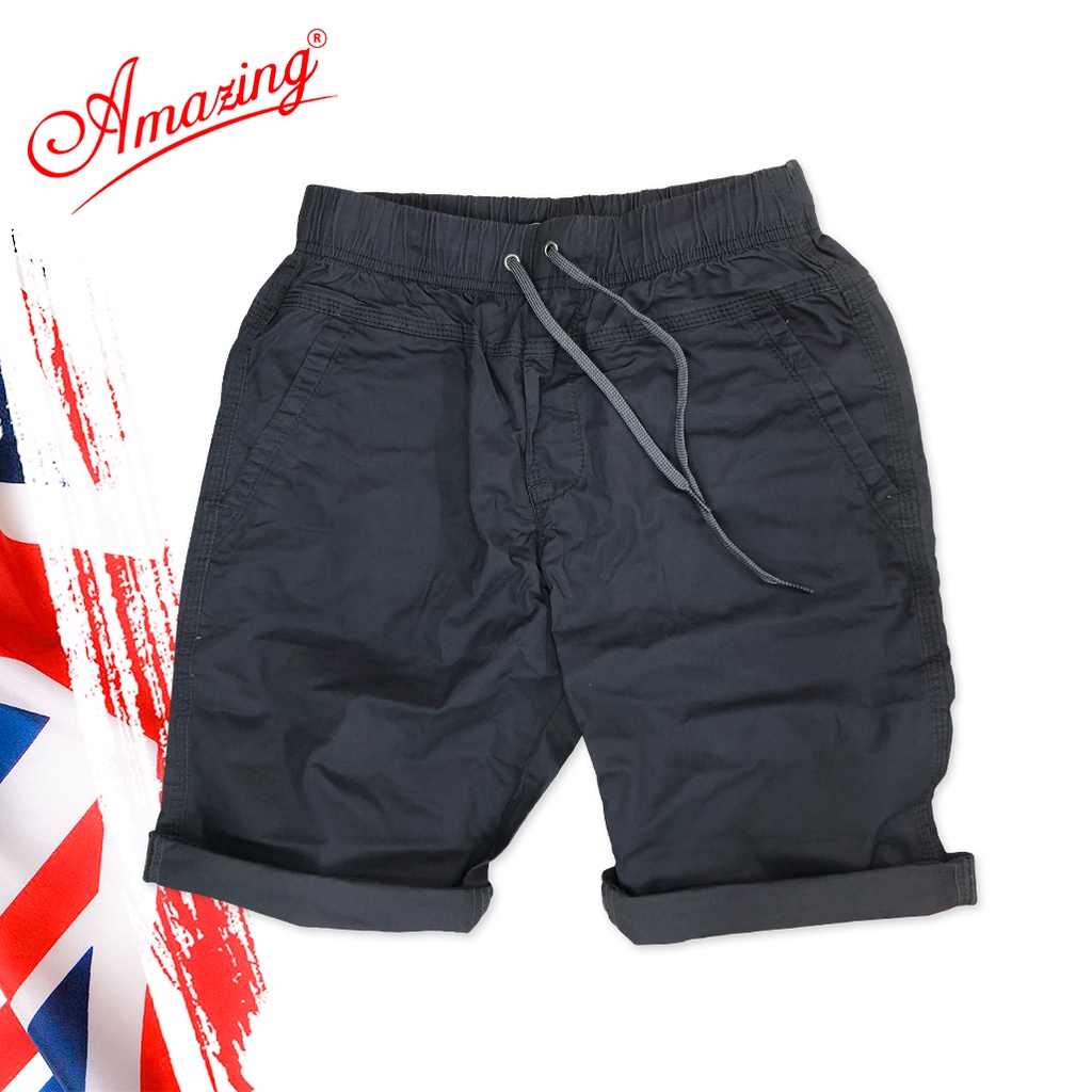 Quần short Amazing, kaki lưng thun dây rút, phong cách thể thao unisex, vải co giãn nhẹ