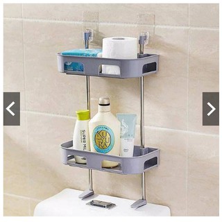 Kệ nhựa 2 tầng dính trên toilet-phòng bếp khung inox chắc chắn