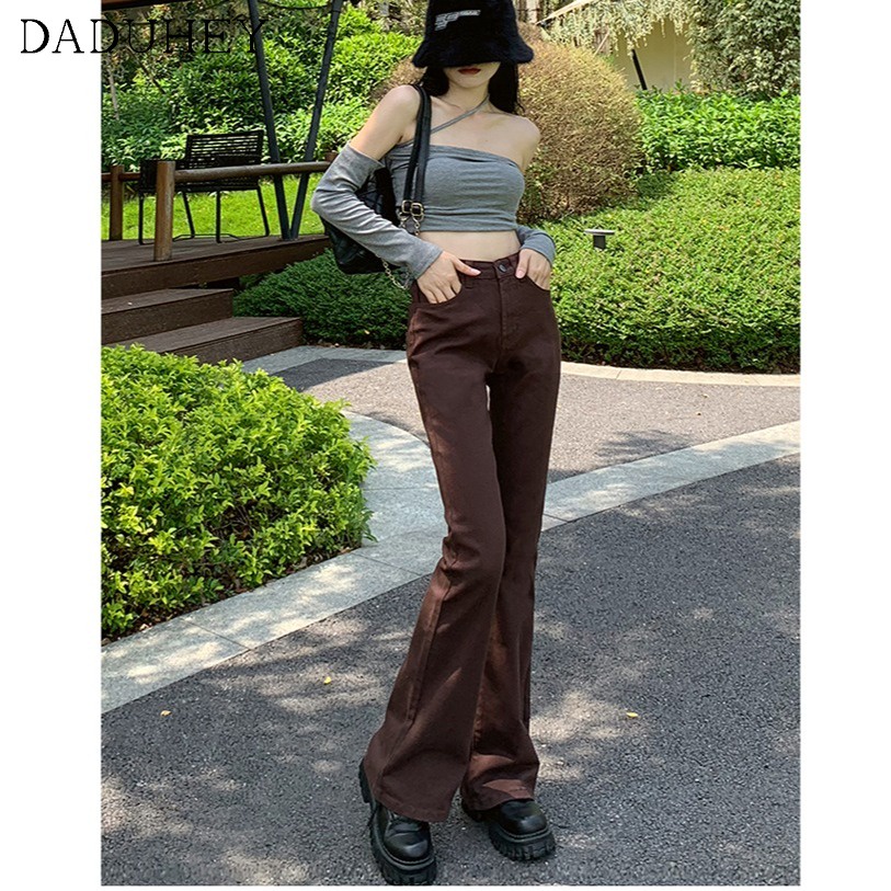 Quần jeans dài eo cao 7 màu tùy chọn thời trang kiểu Mỹ retro mới 2022 cho nữ