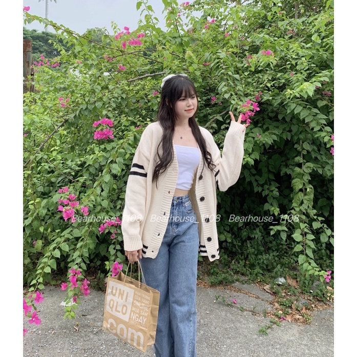 💐 ÁO CARDIGAN BE TAY KẺ NGANG BASIC SIÊU HOT HÀN 💐