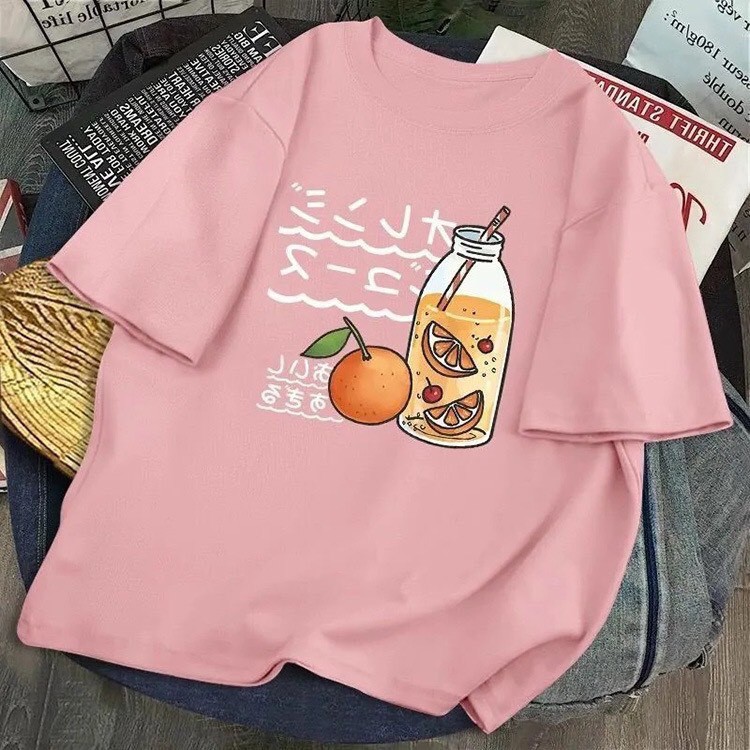 Áo thun tay lỡ ❤️ Áo phông Unisex ORANGE JUICE form rộng Freesize dành cho nam nữ Molly Fashion