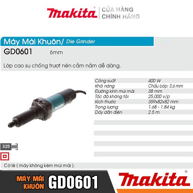 [Chính Hãng] Máy Mài Thẳng Makita GD0601 (6MM-400W), Giá Đại Lý Cấp 1, Bảo Hành Tại Các TTBH Toàn Quốc