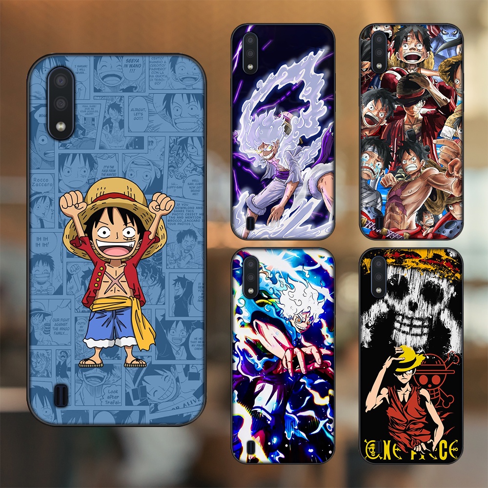 Ốp lưng Samsung A01 viền đen in hình Luffy One Piece