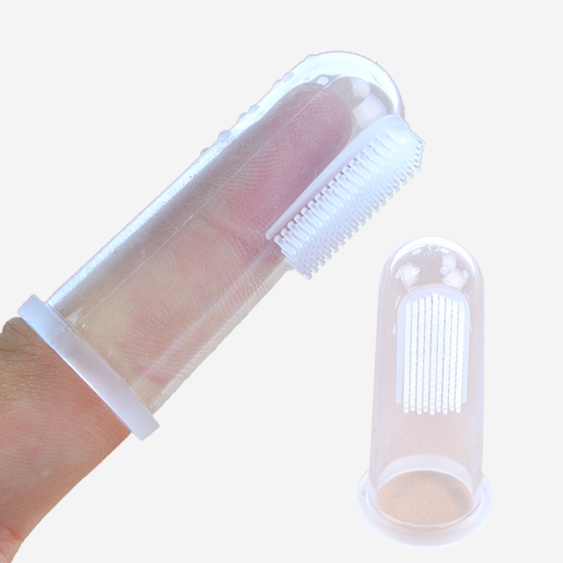 Bàn Chải Đánh Răng Đeo Ngón Tay Bằng Cao Su Mềm Trong Suốt Dễ Thương Làm Sạch Răng Miệng Cho Bé