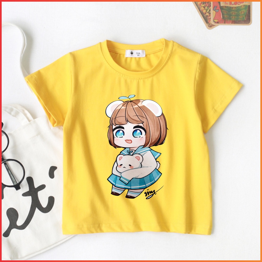 Áo thun hero team cho bé màu vàng in hình các nhân vật | Áo Simmy Siro Phong Cận Mister Vịt Kamui Kairon Sammy