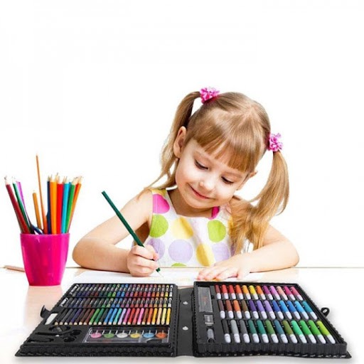 Bộ hộp màu 150 chi tiết- Bộ tô màu - Quà tặng cho bé - Không độc hại.