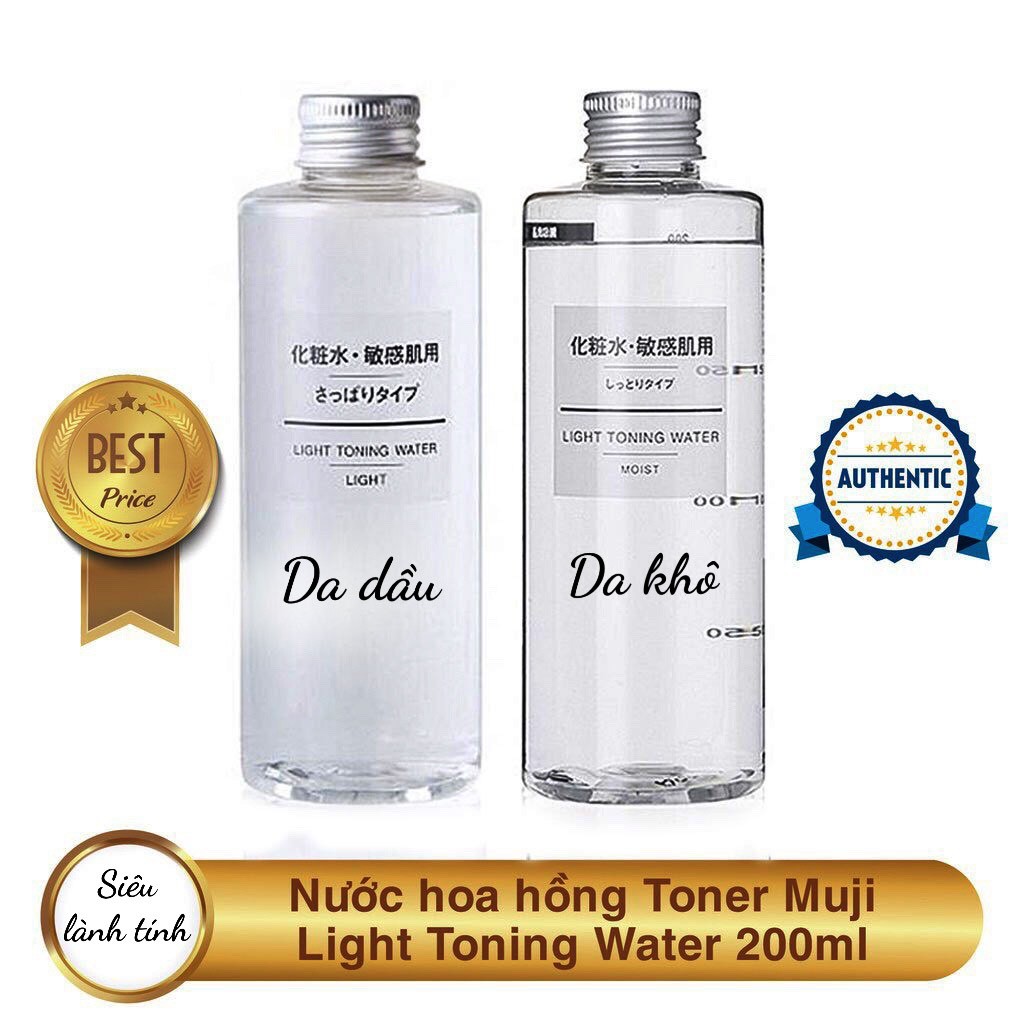 Nước Hoa Hồng Dưỡng Ẩm, Cân Bằng Da Muji Light Toning Water 200ml Nội Địa Nhật Cho Da Dầu, Da Khô, Da Nhạy Cảm