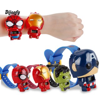 Đồng hồ đeo tay mặt tròn in hình nhân vật siêu anh hùng Marvel Avengers