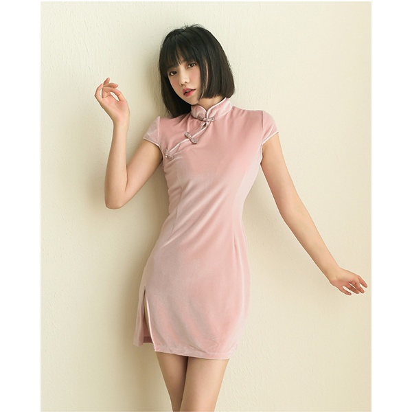 Đầm sườn xám Trung Hoa nhung sang trọng sexy đồ ngủ cosplay sườn xám Thượng Hải đen hồng quyến rũ BIKI HOUSE N788 - HCM | BigBuy360 - bigbuy360.vn