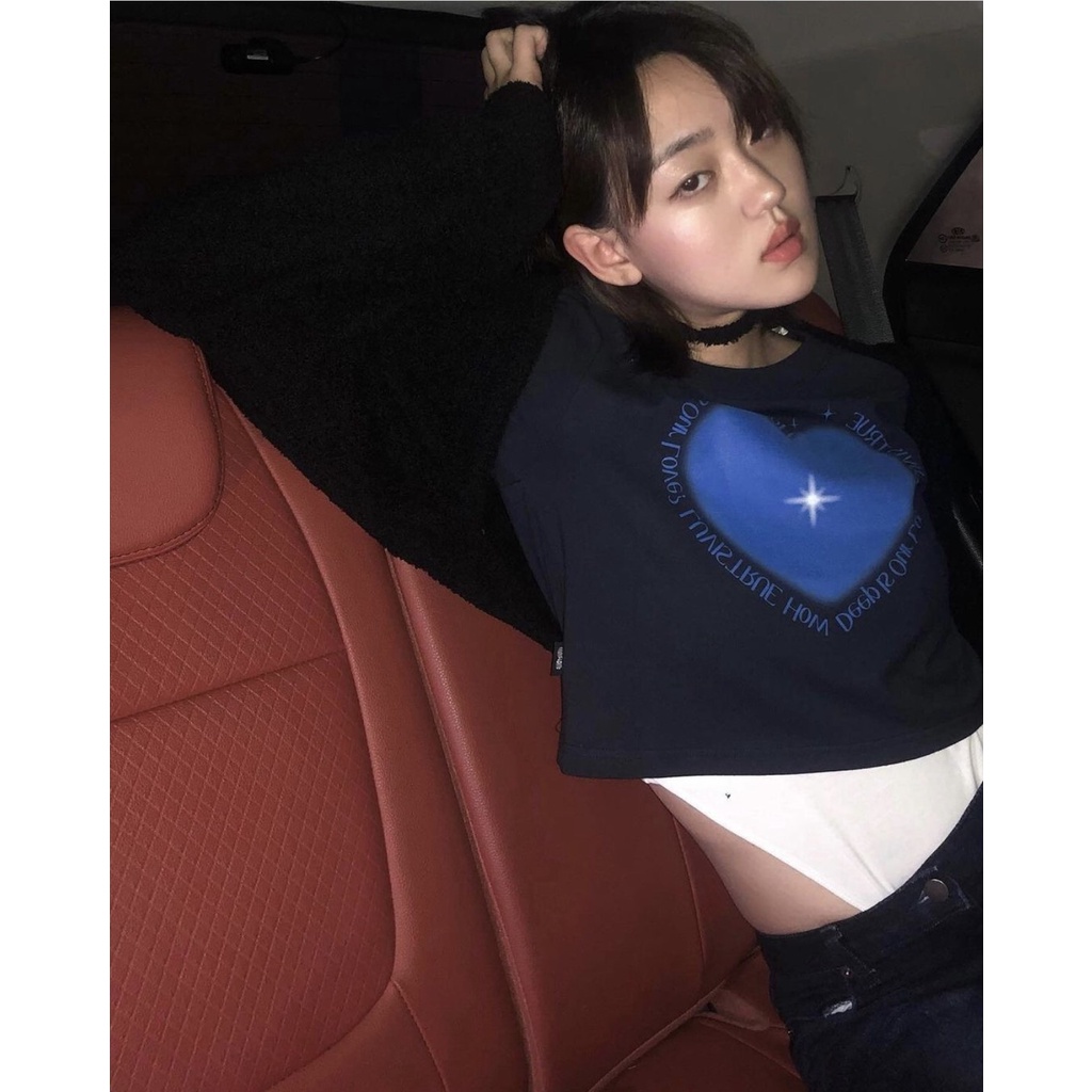 ÁO THUN CROPTOP NỮ TRÁI TIM TRUE 2 MÀU DỄ THƯƠNG CÓ FREESIZE <72KG