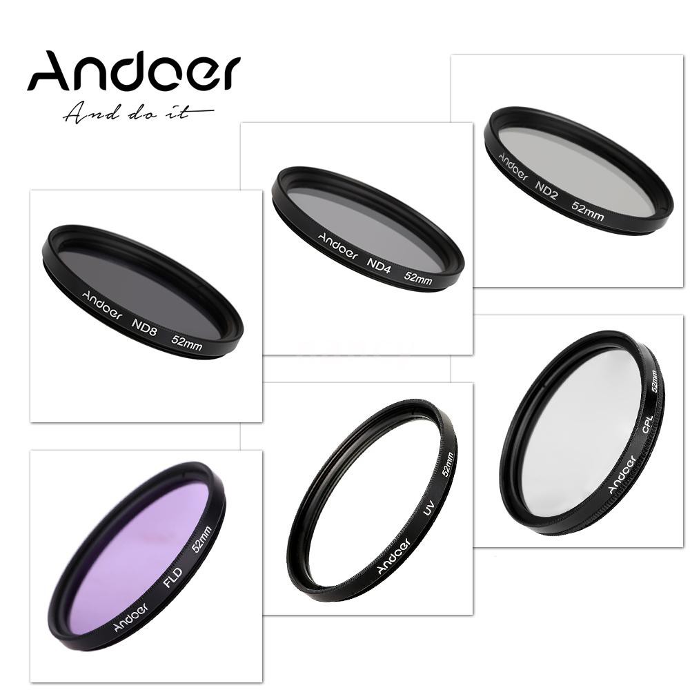 Andoer 52mm UV+CPL+FLD+ND(ND2 ND4 ND8) Photography Filter Kit Set Ultraviolet Circular-Polarizing Fluorescent Neutral De