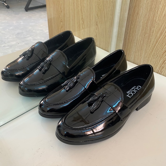 giầy lười chuông bóng trơn nam