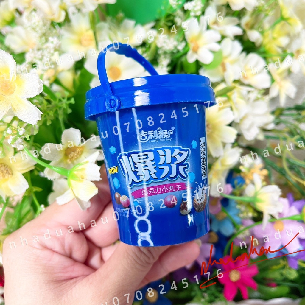 Xô kẹo sô cô la viên mix bánh oreo kèm muỗng múc mini dễ thương Hongkong xô 25gam