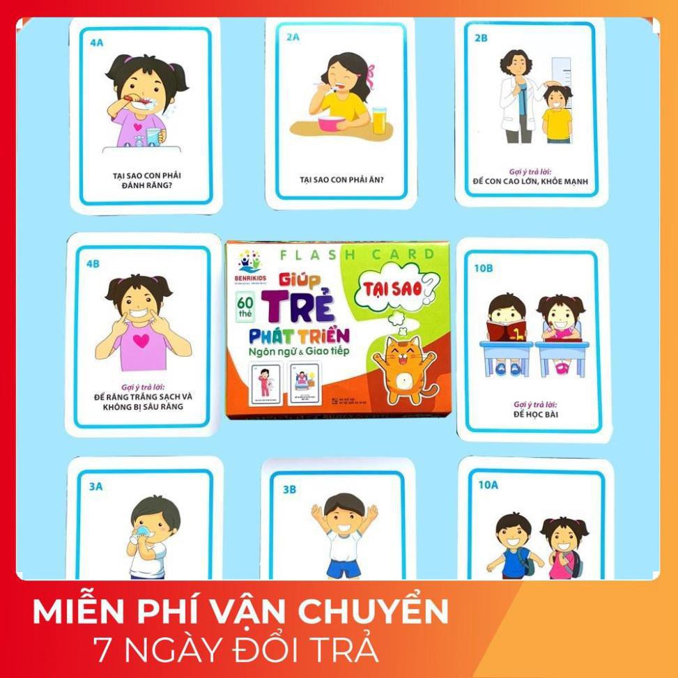 Combo 5 bộ Thẻ học Phát Triển Ngôn Ngữ 5 Chủ Đề - "Cái gì? Tại sao? Khi nào? Ai? Ở đâu?" - Nâng cao giao tiếp cho bé TH1