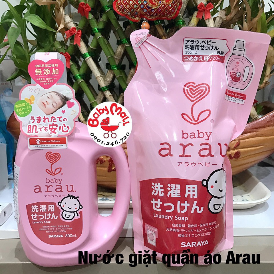 Nước giặt Arau chai 800ml - túi 720ml