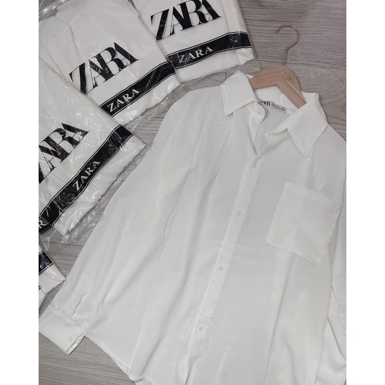 Sơ mi nữ Trắng chất liệu lụa chống nhăn túi ngực thoáng mát nữ tính Freesize - Sơ mi nữ công sở cổ bẻ dài tay form rộng