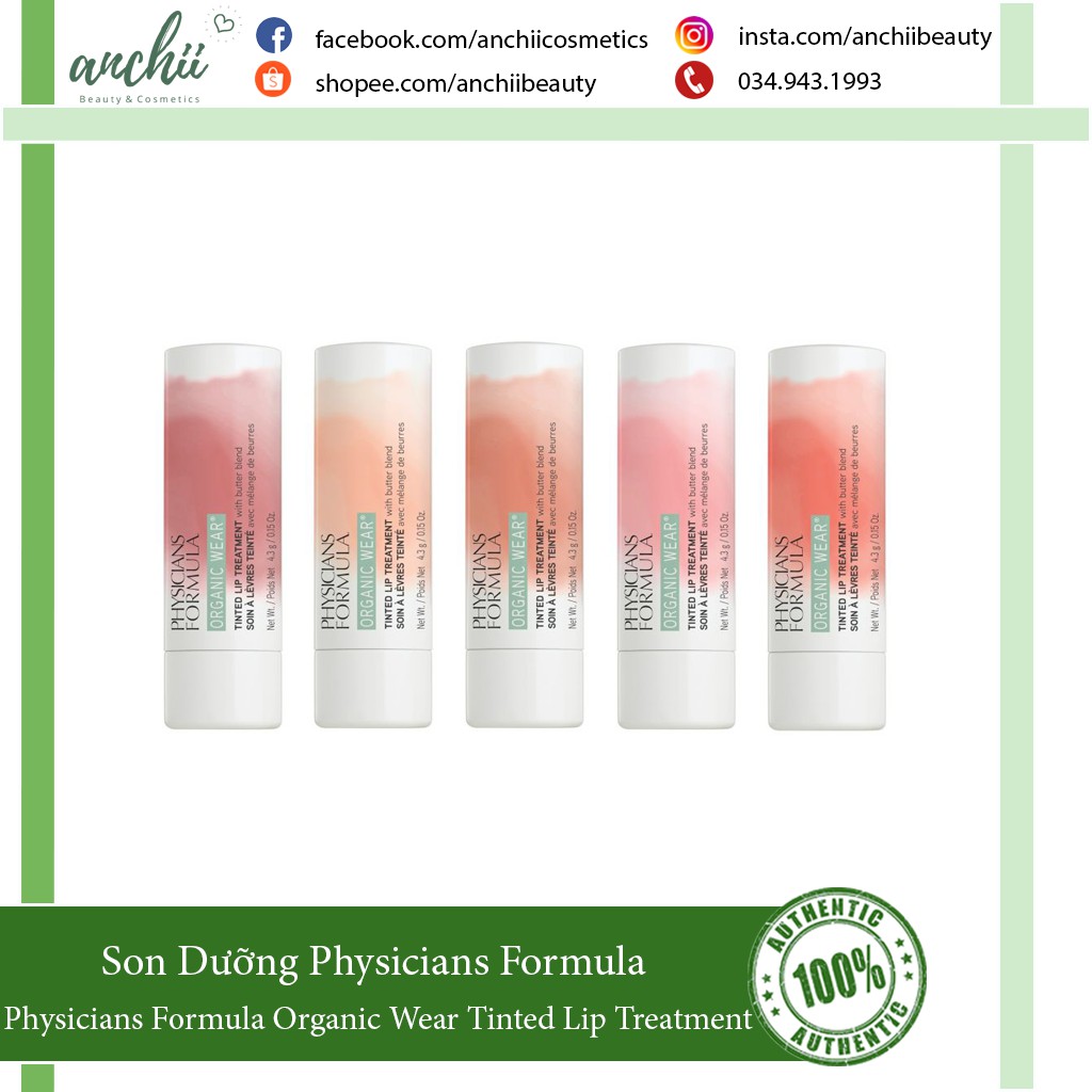 [TOP 1 UY TÍN] Son Dưỡng Physicians Formula Organic Wear Tinted Lip Treatment