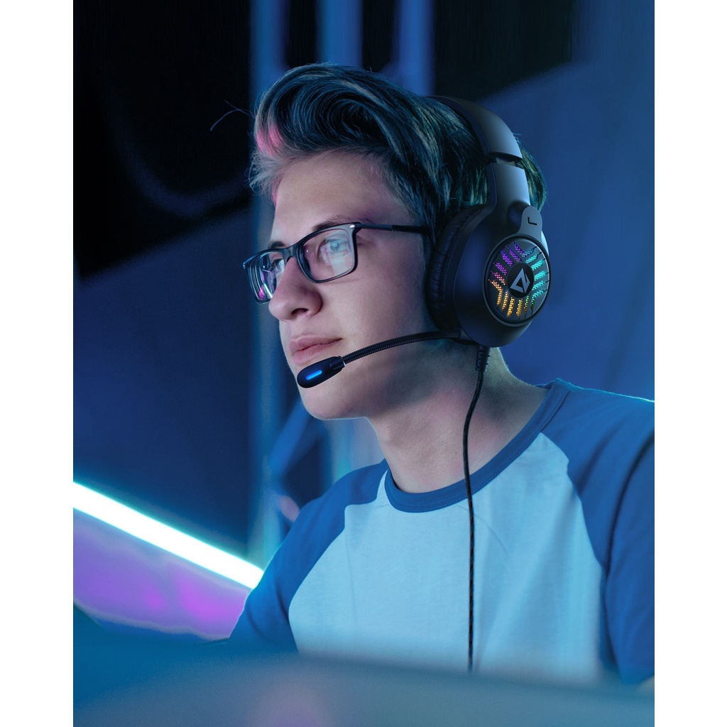 Tai Nghe Gaming chụp tai Aukey GH X1, Âm thanh vòm 7.1, Đèn Led RGB, Trình điều khiển 50mm, Mic Khử Nhiễu - Chính Hãng