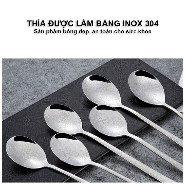 Thìa Inox 304 Cán Dài, thìa ăn cơm, ăn súp, pha nước... đa dụng Cao Cấp