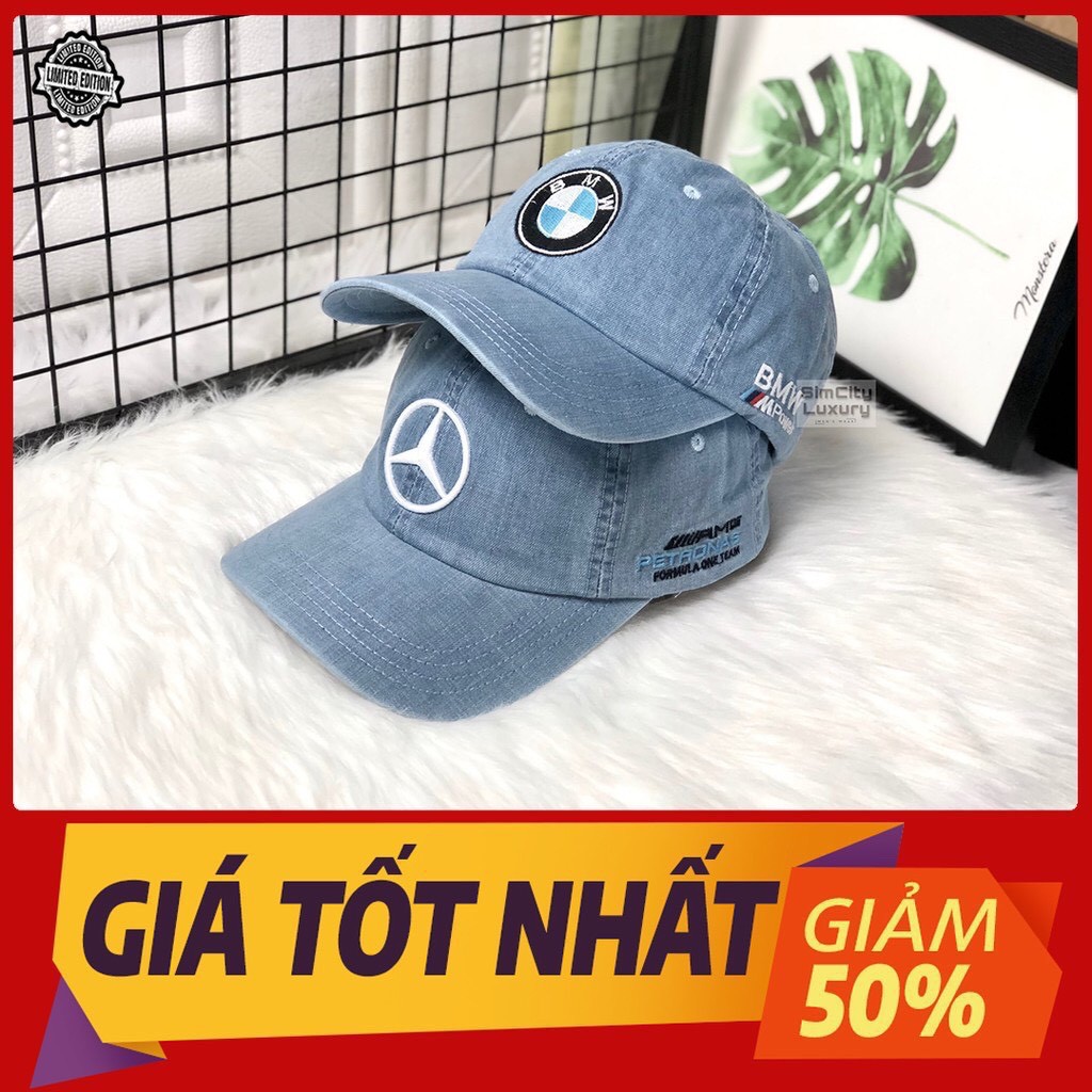 Mũ Jean Thêu Logo Hãng Xe - Mũ Bò Thêu Hoa Văn