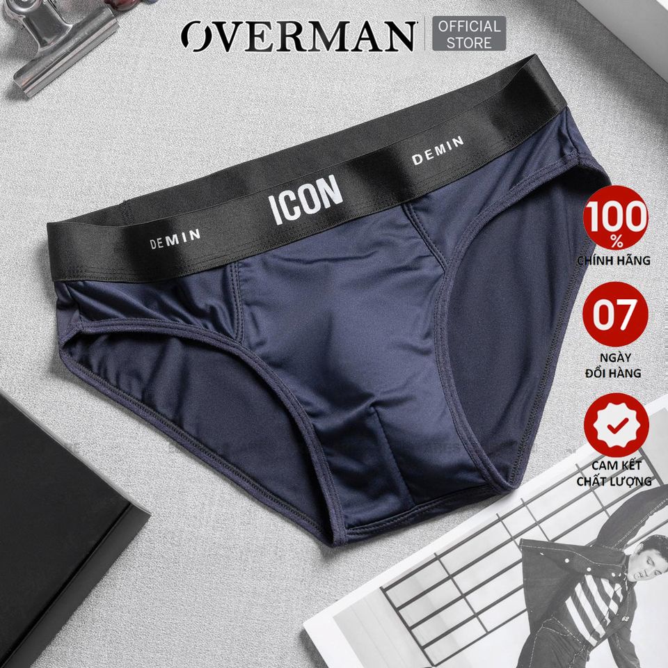 Quần lót nam tam giác ICON Demin, quần sịp nam thun lạnh tam giác co dãn 4 chiều SIC01 (Che tên) - Overman