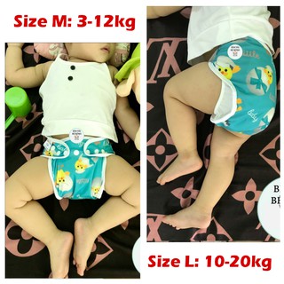 (1 VỎ+2 LÓT) Bộ Bỉm vải Babu Nature chống hăm SIZE M 3-12kg, SIZE L 10-20kg