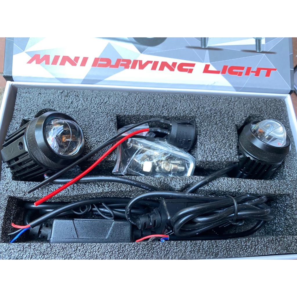 Đèn Trợ Sáng Bi Cầu Mini 2 màu Sáng trắng và vàng Gắn Xe Máy, oto