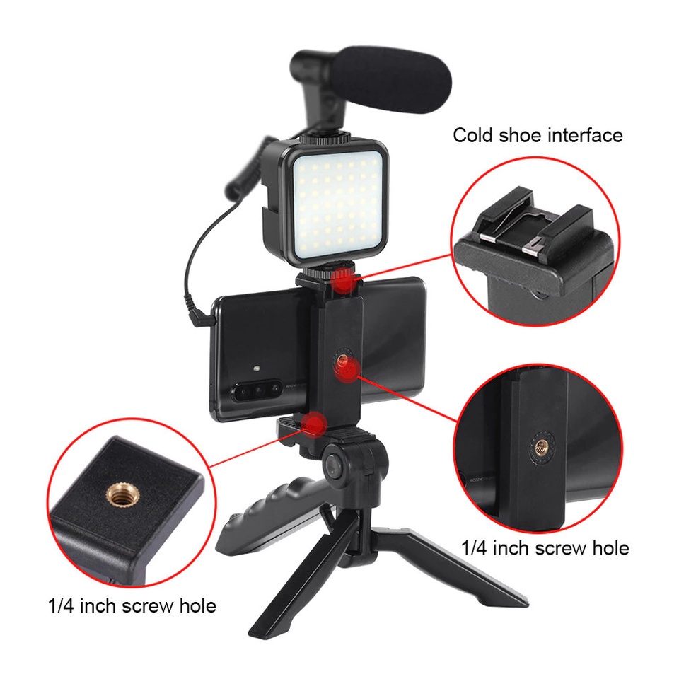 [Xả Kho] Dụng cụ livetream, quay video chuyên nghiệp kèm mic, đèn hỗ trợ tối đa