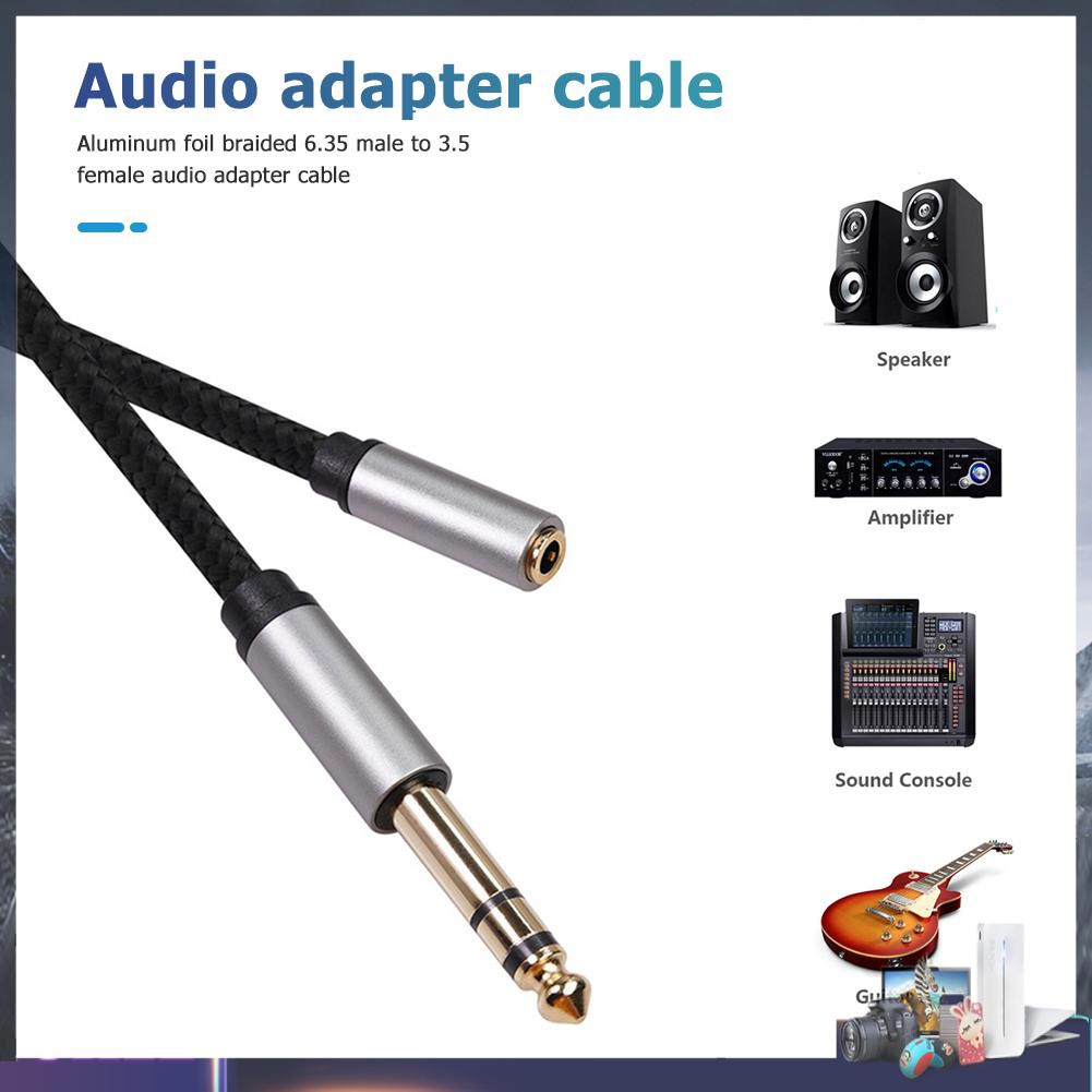 Dây Cáp Bện Chuyển Đổi Cổng 3.5mm Female Sang 6.35mm Trs 1 / 8 Jack Sang 1 / 4