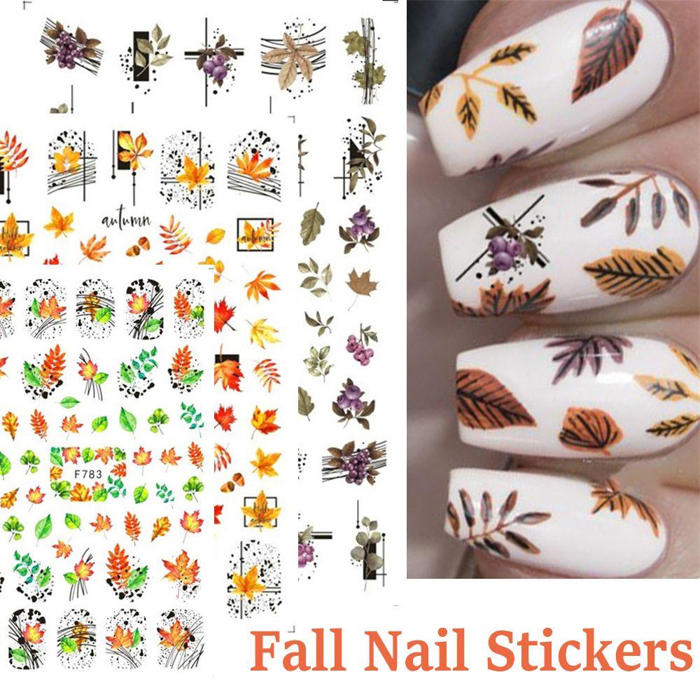OCEANMAP Miếng Dán Trang Trí Móng Tay Họa Tiết Lá Phong Thời Trang