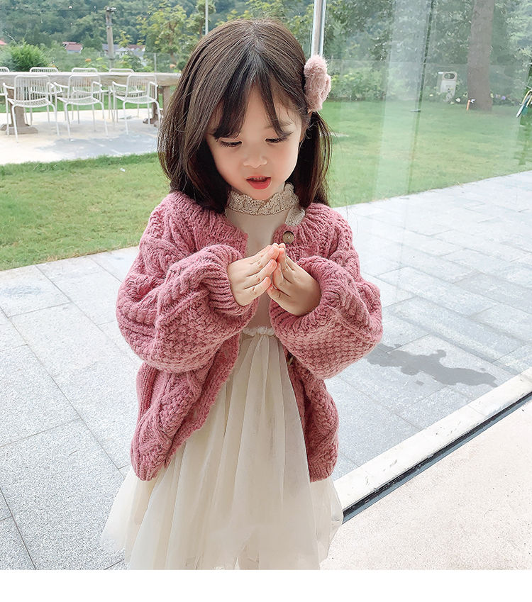 Quần áo trẻ em áo khoác len dáng dài bé gái |