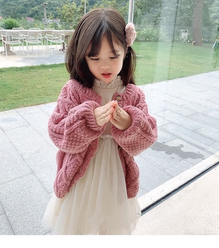 Áo khoác cardigan dệt kim thời trang mùa thu kiểu dáng dễ thương cho bé gái