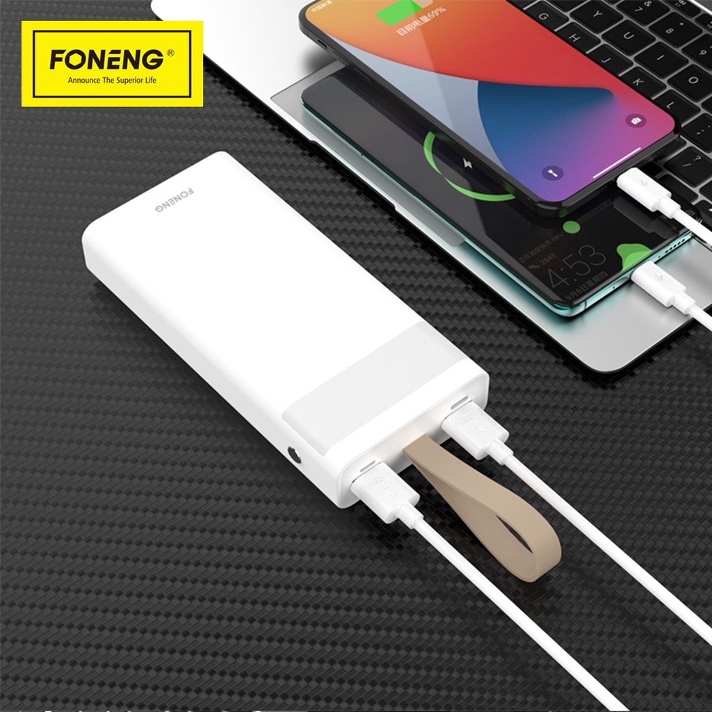 Pin Sạc Dự Phòng FONENG dung lượng 20000mAh 2 Cổng USB và Type-C có đèn LED Chiếu sáng