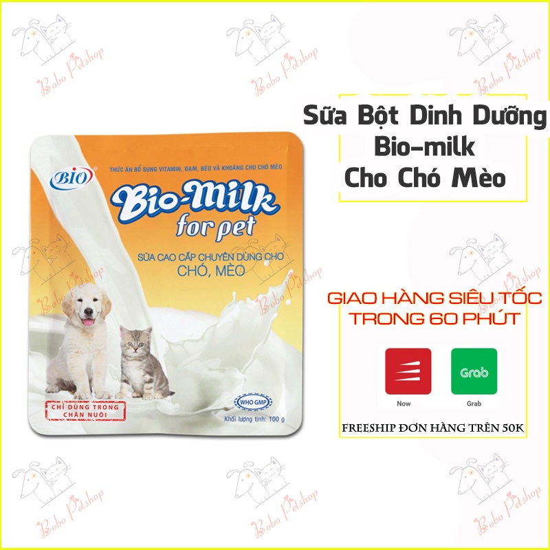 Sữa Cao Cấp Chuyên Dùng Cho Chó Mèo Con Bio Milk Gói 100G - Bobo Pet Shop Hà Nội