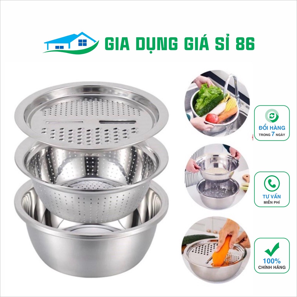 Bộ nạo rau củ 3 món inox-Dụng Cụ Nạo Rau Củ Quả Đa Năng Nhật Bản