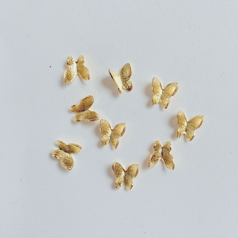 Set 10 Móng Tay Giả Trang Trí Hình Bướm 3D Xinh Xắn