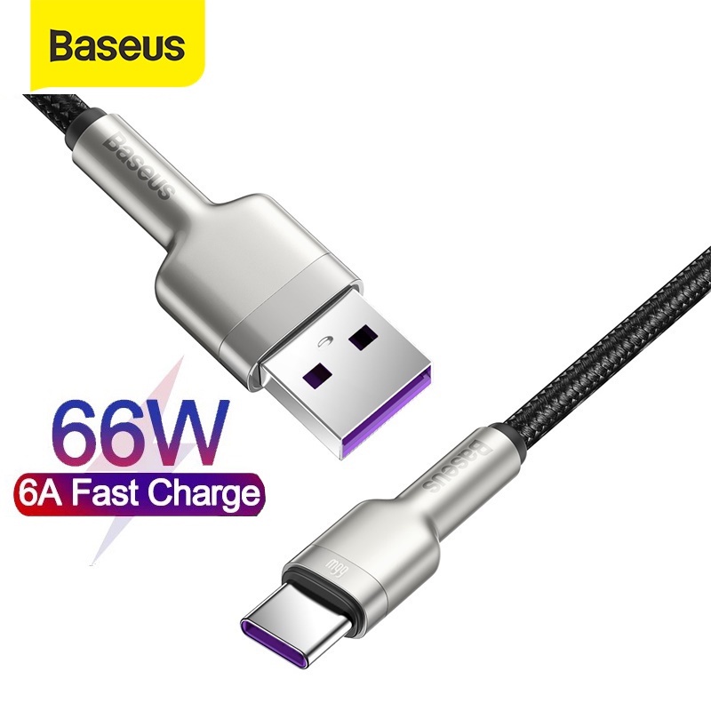 Dây sạc nhanh typec 66w 6A Baseus cáp bọc dù đầu nhôm nguyên khôi chắc chắn cho samsung oppo xiaomi huawei ...