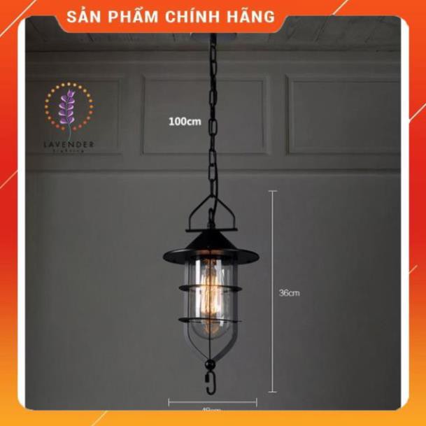 Đèn thả 1 đui lồng sắt + chụp thủy tinh TH031