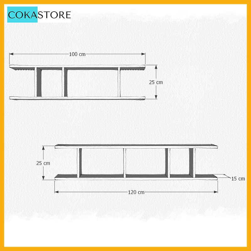 (COMBO) Bộ 02 Kệ Gỗ  Kết Hợp Trang Trí Treo Tường Cách Điệu Nhiều Ngăn (Màu Vân Gỗ Sồi), Tặng Kèm Phụ Kiện