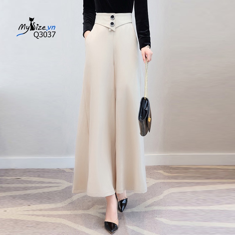 Quần ống rộng nữ dài 100cm đính cúc sang trọng Q3037 - Mysize.vn