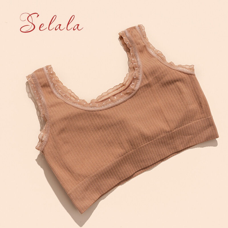 Áo Bra Croptop Selala Len Tăm Viền Ren Đệm Nâng Đỡ Thấm Hút BS02