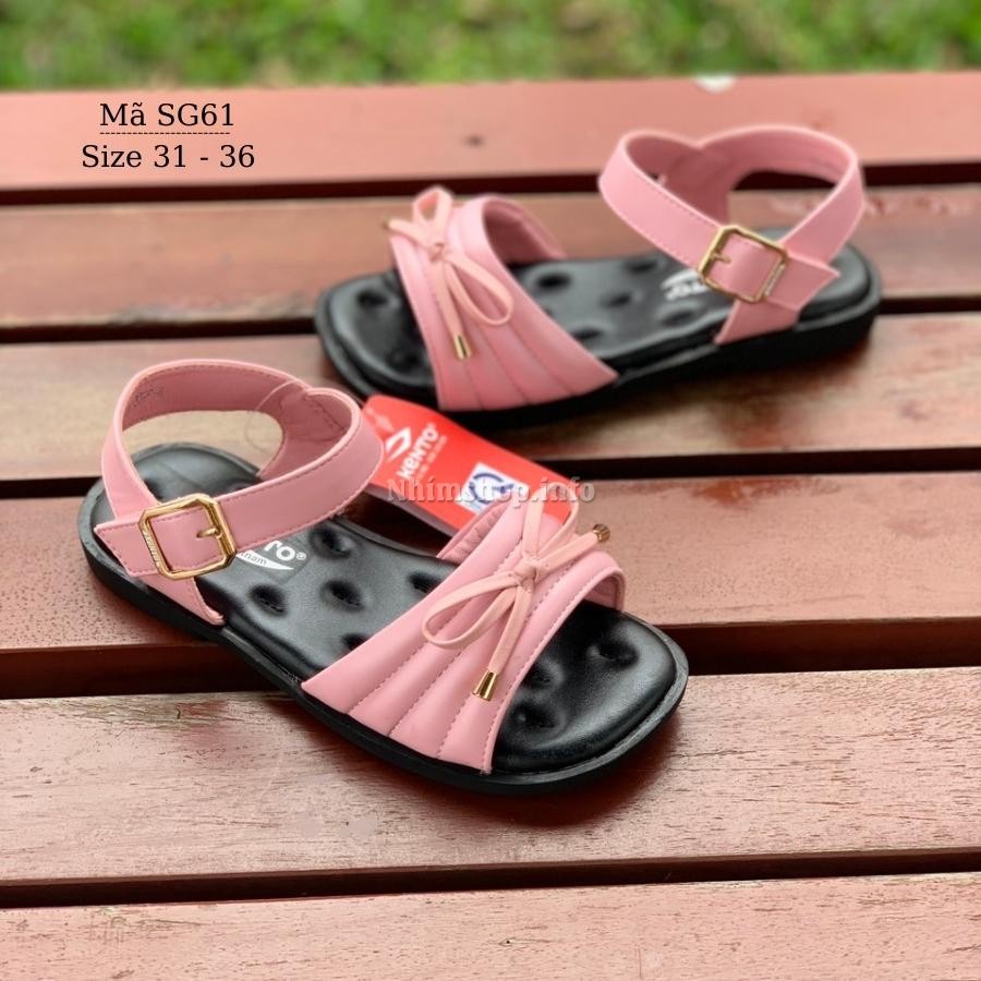 Sandal dép quai hậu bé gái Kento gắn nơ màu hồng duyên dáng và dễ thương cho trẻ em nữ 6 7 8 9 10 11 12 tuổi đi học SG61