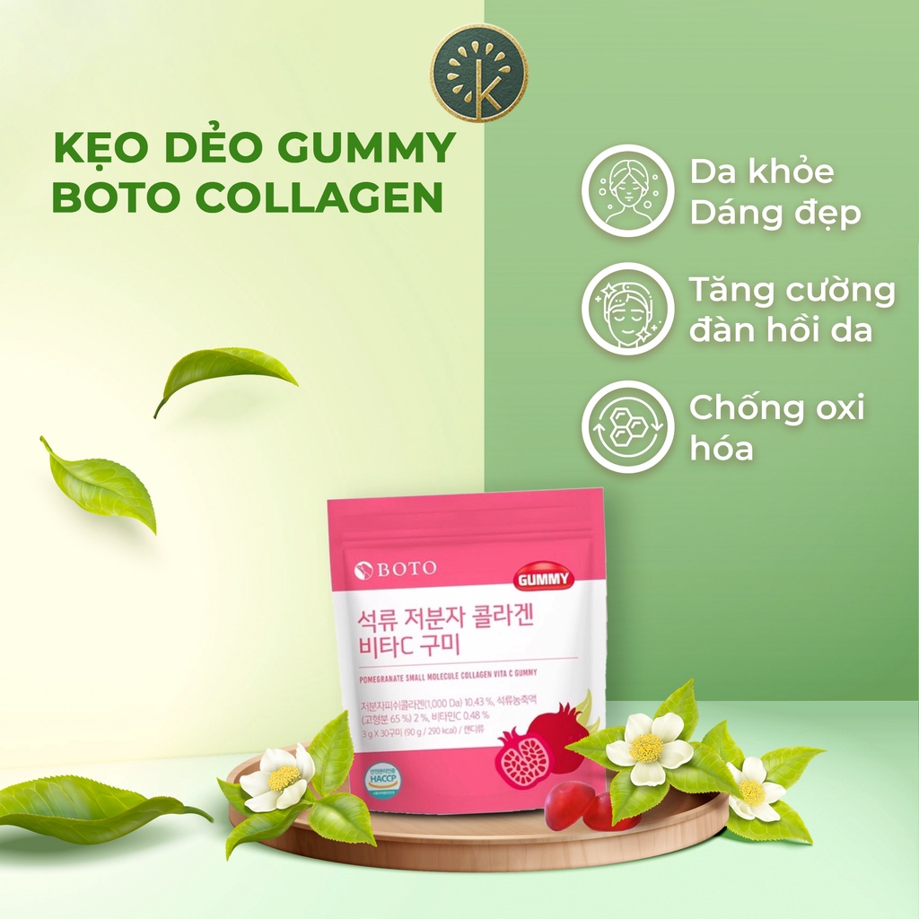 CHÍNH HÃNG Kẹo Dẻo Gummy Boto Collagen Vị Lựu Hàn Quốc 90g