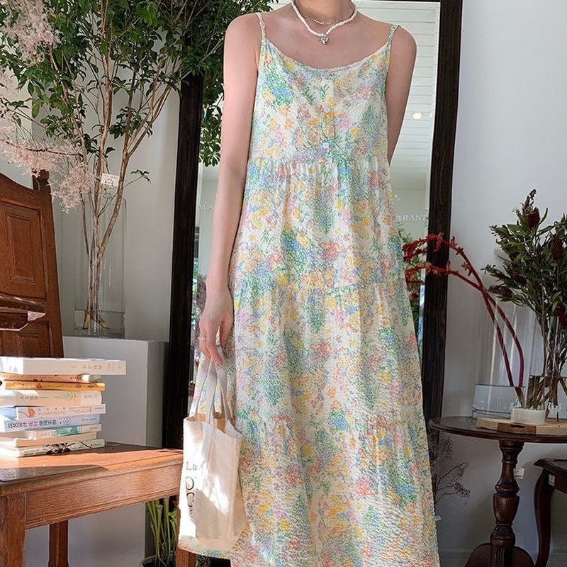 Đầm Hai Dây Mùa Hè Phong Cách Pháp Cho Nữ