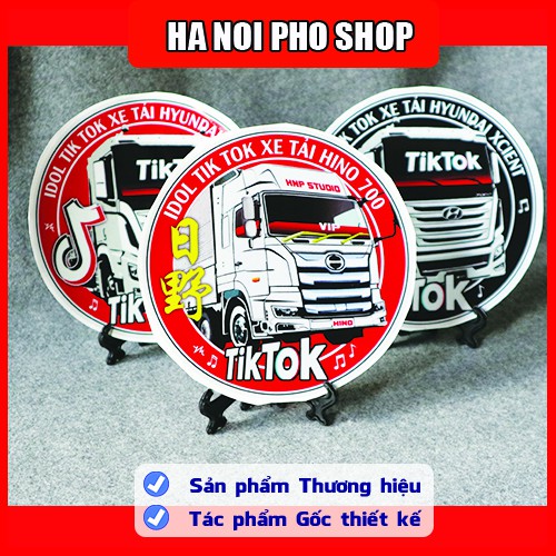 03 Tem Hino 700 Hyundai XCIENT Đỏ Đen, Logo TikTok Xe Tải Phản Quang chống nước - HNP Studio Shop