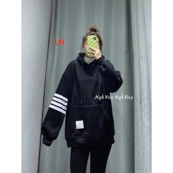 Áo hoodie nỉ mũ chất đẹp 4 vạch tay logo