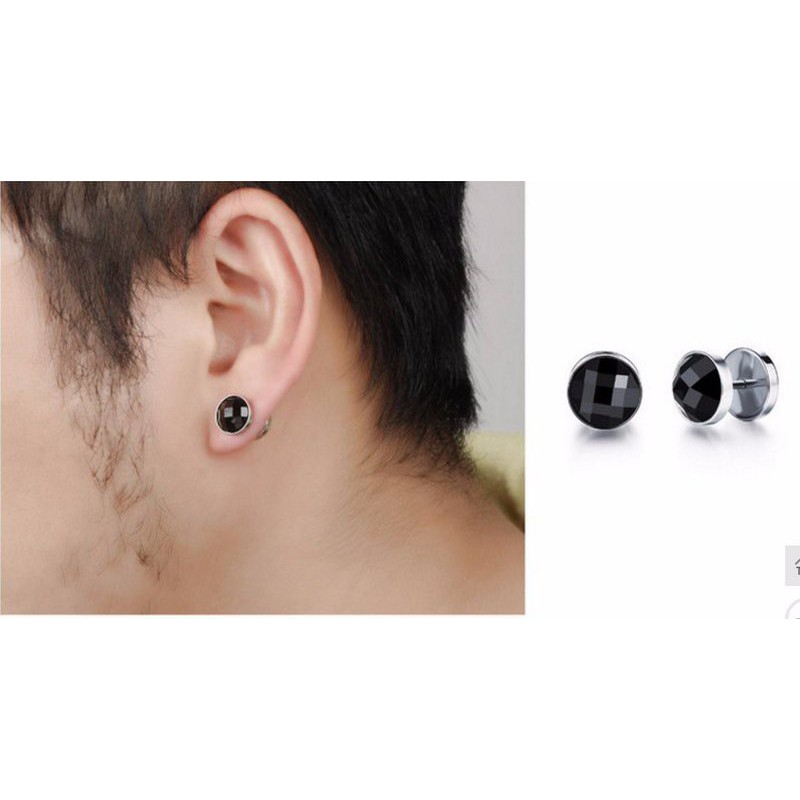 Bông Tai Nam Đá Đen Ti Tan Không Đen TT 0683 - 1 cặp