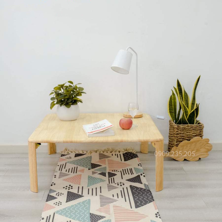Bàn Ăn Ngồi Bệt Chân Xếp Gọn - Bàn Gỗ Cao Su 50x50cm